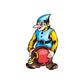 Kneeling elf sticker with red ornament ball