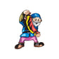 Cartoon elf character sticker with red candy accent, blue hat and pants