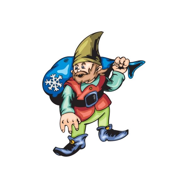 Image of Elf with Snow Sack Sticker