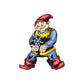 Cartoon elf sticker with blue snowflake in hands