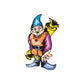 Cartoon elf sticker with blue hat and yellow candy