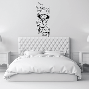 Elf alien wall decal with line-drawn horned character