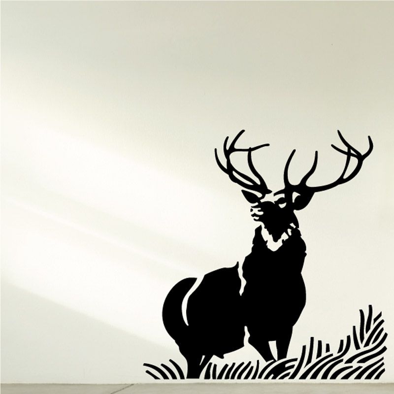 Image of Elk Buck on Grass Decal