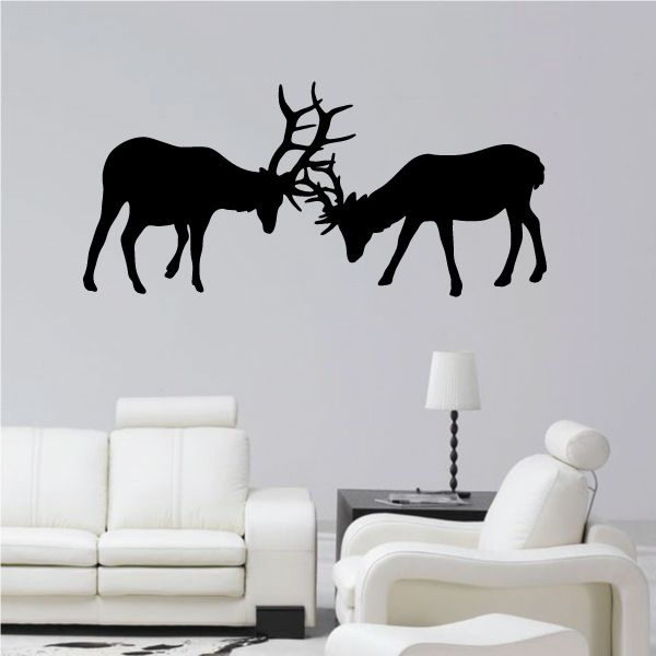 Image of Elk Bulls Fighting Decal