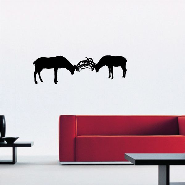 Image of Elk Bulls Fighting with Horns Decal