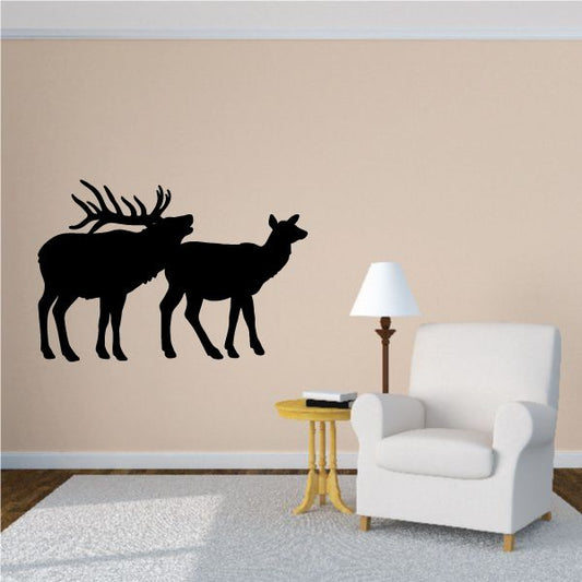 Image of Elk Family Bull and Cow Decal