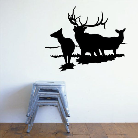 Image of Elk Family Bull Cow and Fawn Decal