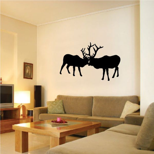 Image of Elk Fighting Interlocked Horns Decal