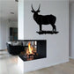 Elk standing on grass wall decal, black silhouette of a deer with antlers