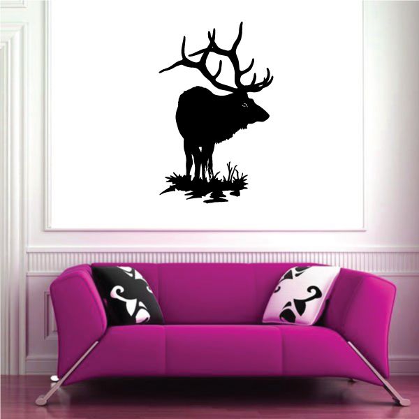 Image of Elk with Great Horns Looking Out Decal