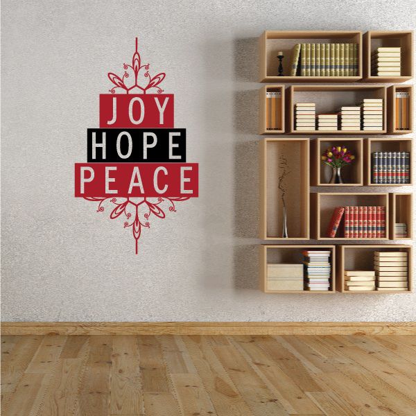 Image of Embellished Joy Hope Peace Tile Printed Decal