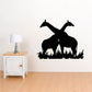 Embracing giraffes wall decal, black silhouette of two giraffes