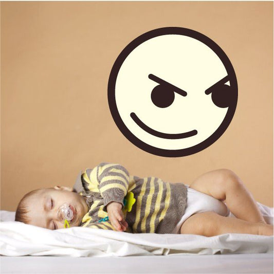Image of Emoticon Devious Face Wall Decal - Vinyl Decal - Car Decal - Idcolor060