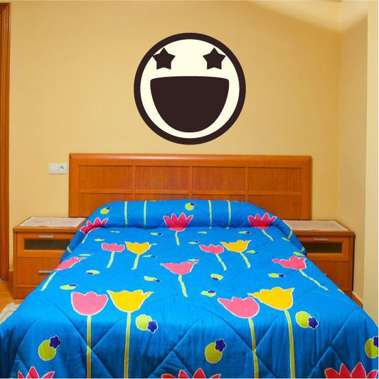 Image of Emoticon Excirted Face Wall Decal - Vinyl Decal - Car Decal - Idcolor081