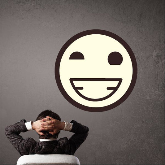 Image of Emoticon Fake Smile Face Wall Decal - Vinyl Decal - Car Decal - Idcolor084