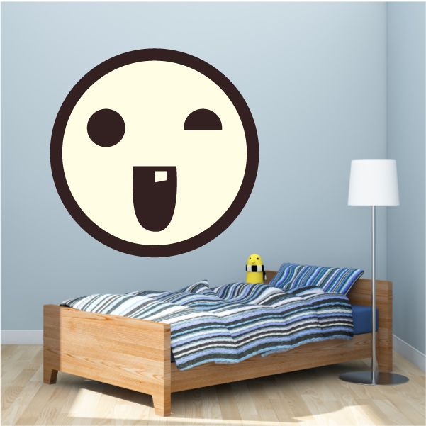Image of Emoticon Goofy Face Wall Decal - Vinyl Decal - Car Decal - Idcolor096