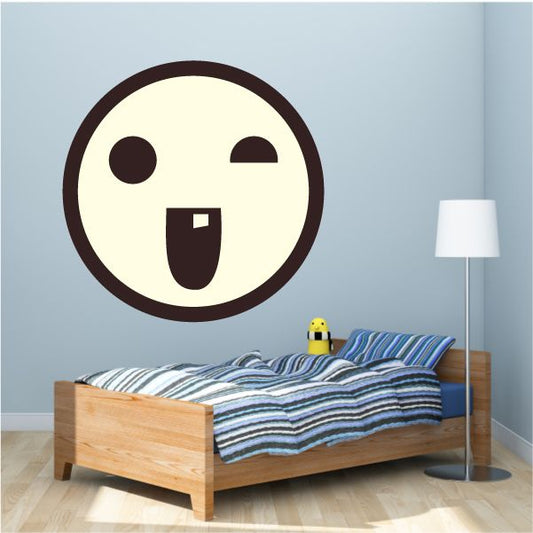 Image of Emoticon Goofy Face Wall Decal - Vinyl Decal - Car Decal - Idcolor096