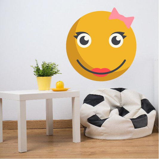Image of Emoticon Happy Face Girl Wall Decal - Vinyl Decal - Car Decal - Idcolor022