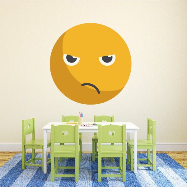 Image of Emoticon Mean Face Wall Decal - Vinyl Decal - Car Decal - Idcolor012