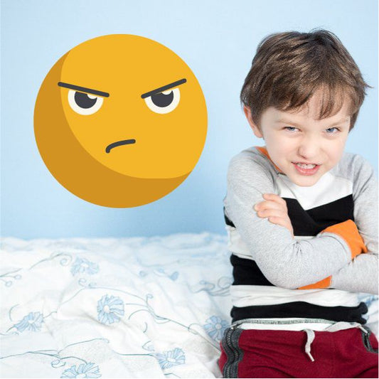 Image of Emoticon Mean Face Wall Decal - Vinyl Decal - Car Decal - Idcolor024
