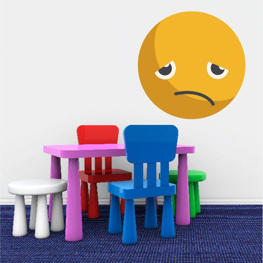 Image of Emoticon Sad Face Wall Decal - Vinyl Decal - Car Decal - Idcolor005