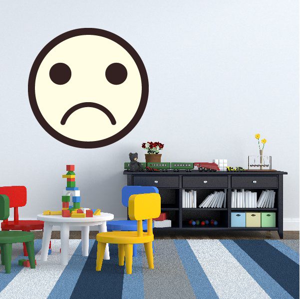 Image of Emoticon Sad Face Wall Decal - Vinyl Decal - Car Decal - Idcolor054