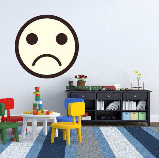 Image of Emoticon Sad Face Wall Decal - Vinyl Decal - Car Decal - Idcolor054