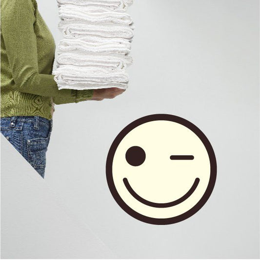 Image of Emoticon Wink Face Wall Decal - Vinyl Decal - Car Decal - Idcolor085