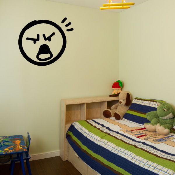 Vinyl wall decal: black circular dog icon with sound lines and bone