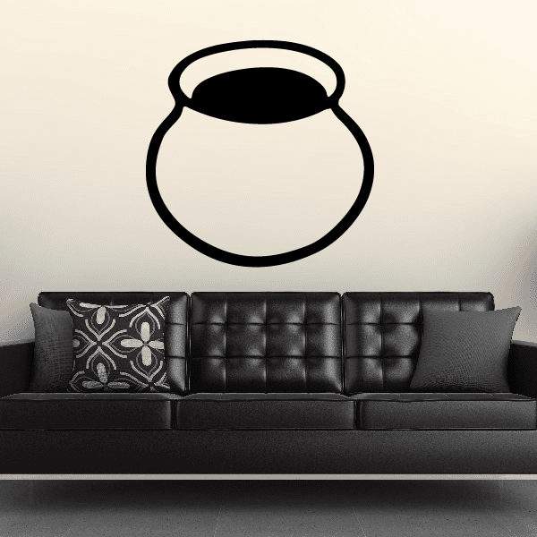 Empty clay jug decal with bold black outline, sticker-style art