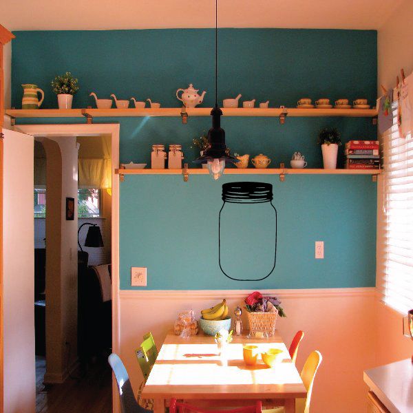Empty mason jar wall decal with outlined glass jar shape