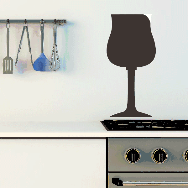 Black wine glass silhouette decal