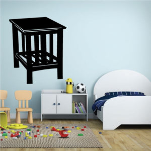 Black end table decal with white vertical slat and lattice design