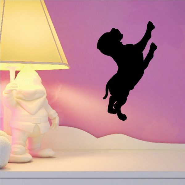 Black jumping puppy dog wall decal silhouette