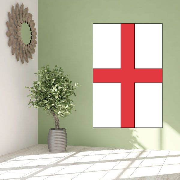 England flag sticker with red cross on white background
