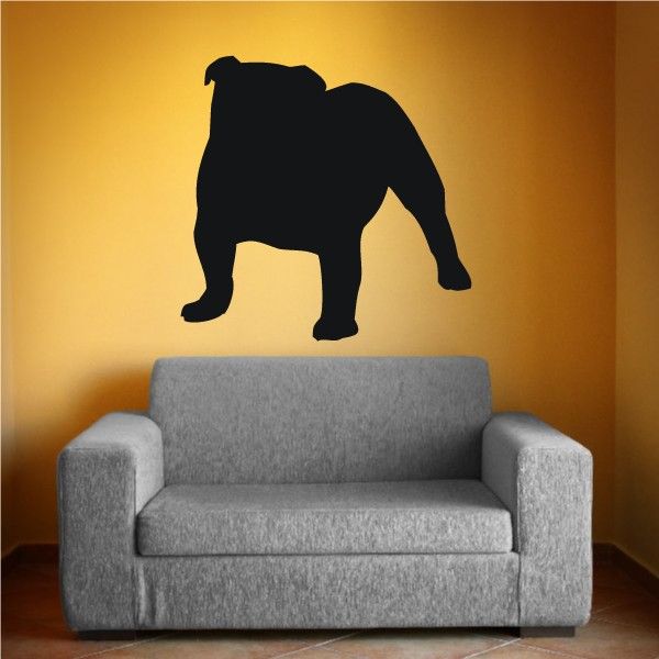 English Bulldog dog decal, black silhouette