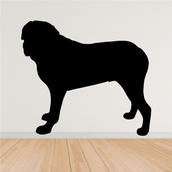 English Mastiff decal, black dog silhouette