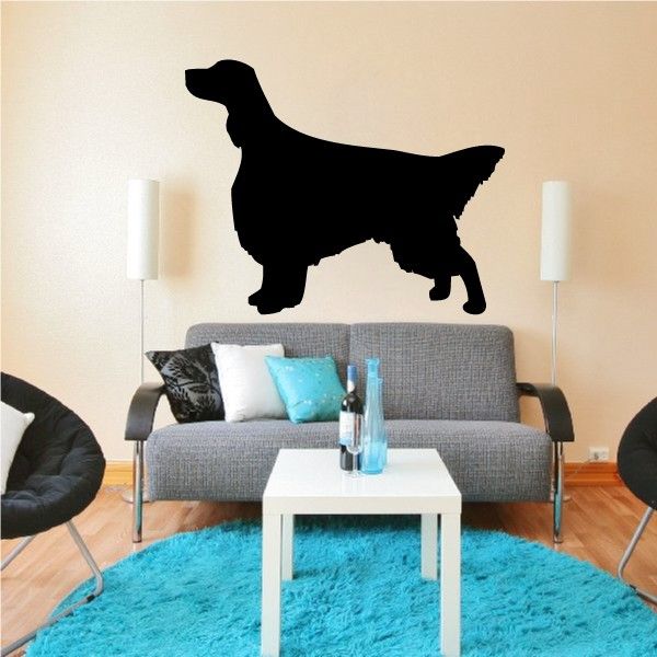 Black standing dog silhouette wall decal with setter retriever shape