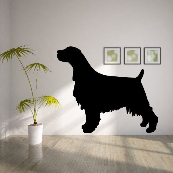 Black English Springer Spaniel vinyl decal, side profile dog silhouette