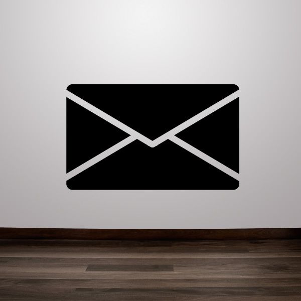 Black envelope wall decal with white border and crossed lines