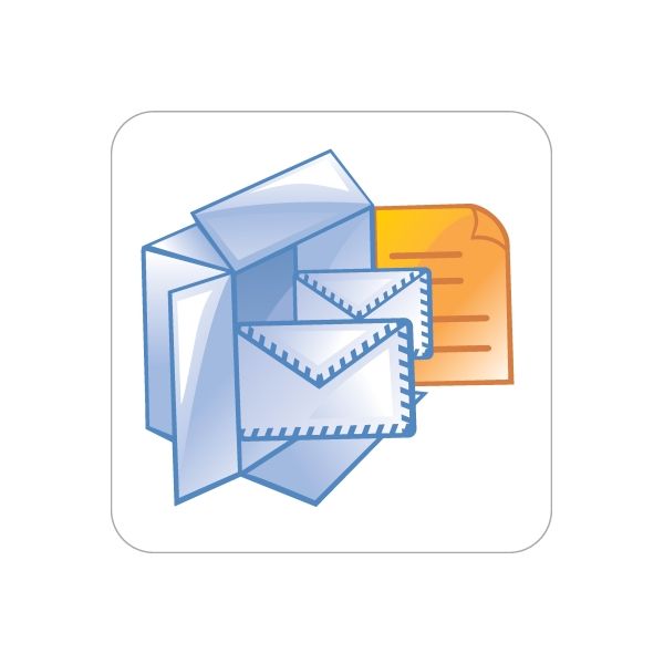 Die-cut envelope icons vinyl sticker with blue and orange mail envelope graphic