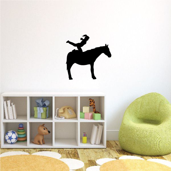 Equestrian horse wall decal vinyl silhouette, black, on a white wall