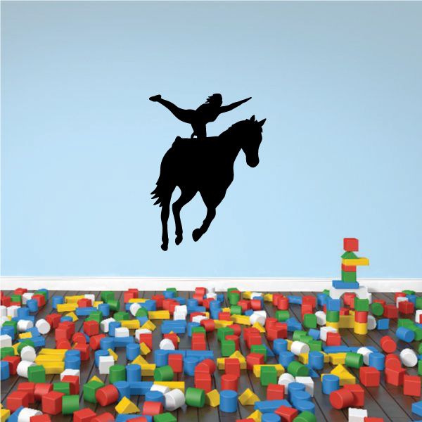 Black equestrian horse and rider wall decal silhouette