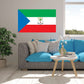 Equatorial Guinea flag sticker, rectangular green blue red with crest emblem