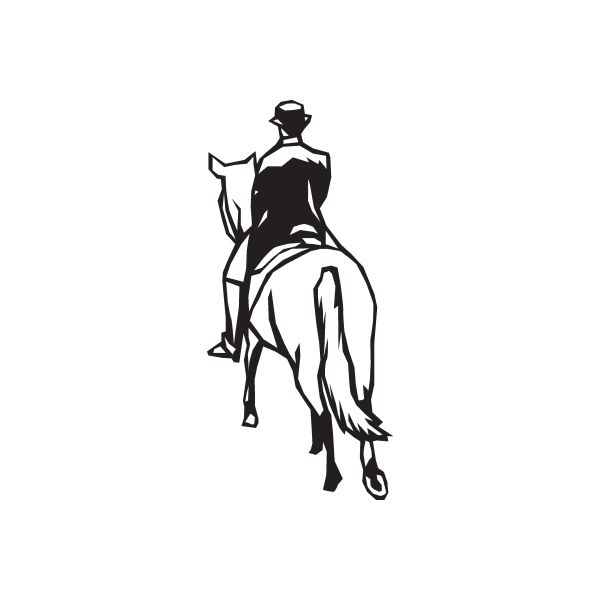 Equestrian horse rider wall decal, black vinyl silhouette of rider and horse