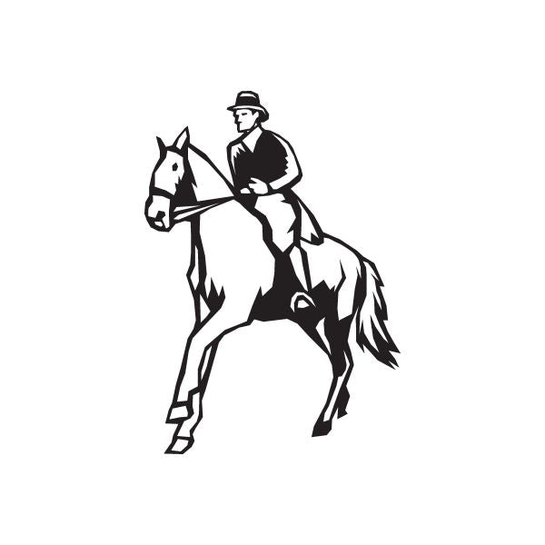 Equestrian horse and rider vinyl wall decal, black silhouette