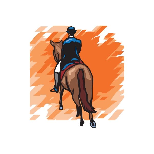 Equestrian horse wall decal sticker with rider and horse from behind