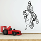 Equestrian rider and horse decal sticker, black outline illustration