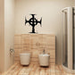 Eroded Celtic cross wall decal with ornate black cross silhouette