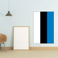 Estonia flag sticker with black, white, and blue vertical stripes